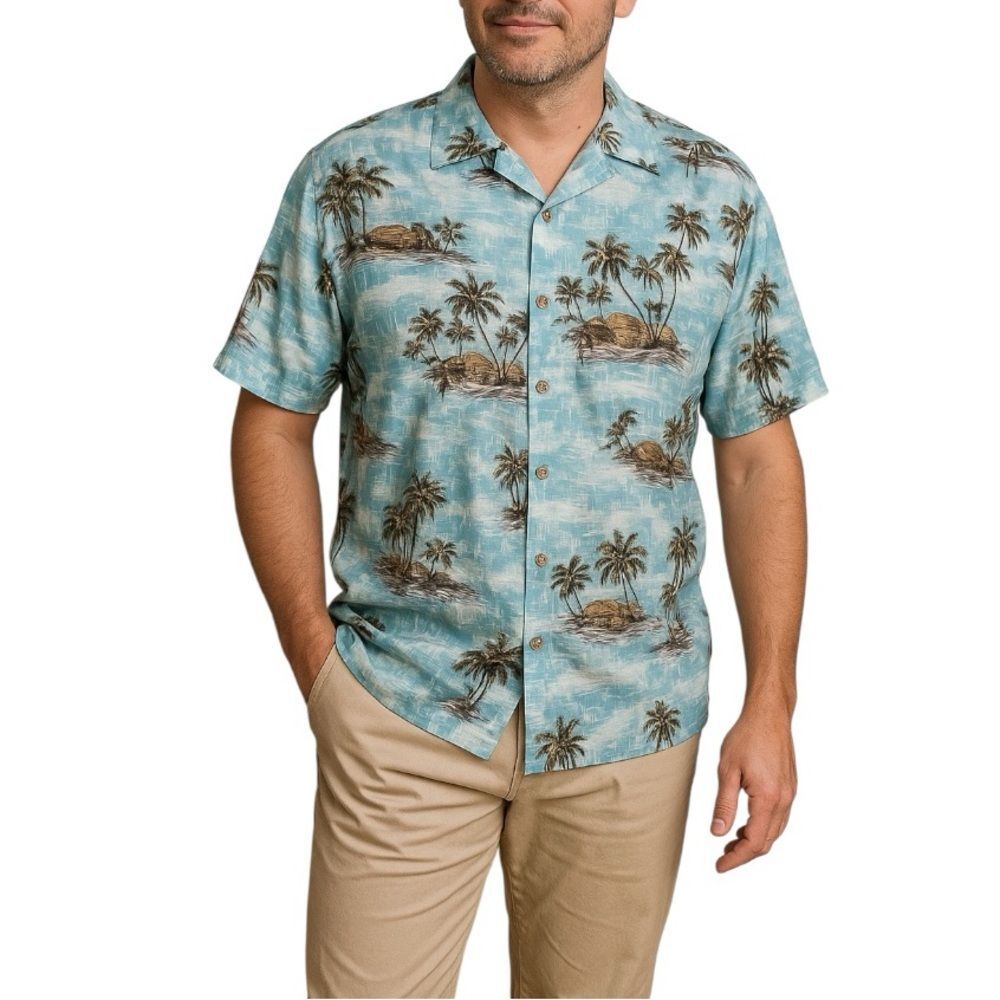 The Foundry Supply Co. Men’s Hawaiian Island Print Button-Up Shirt | Size 2XL